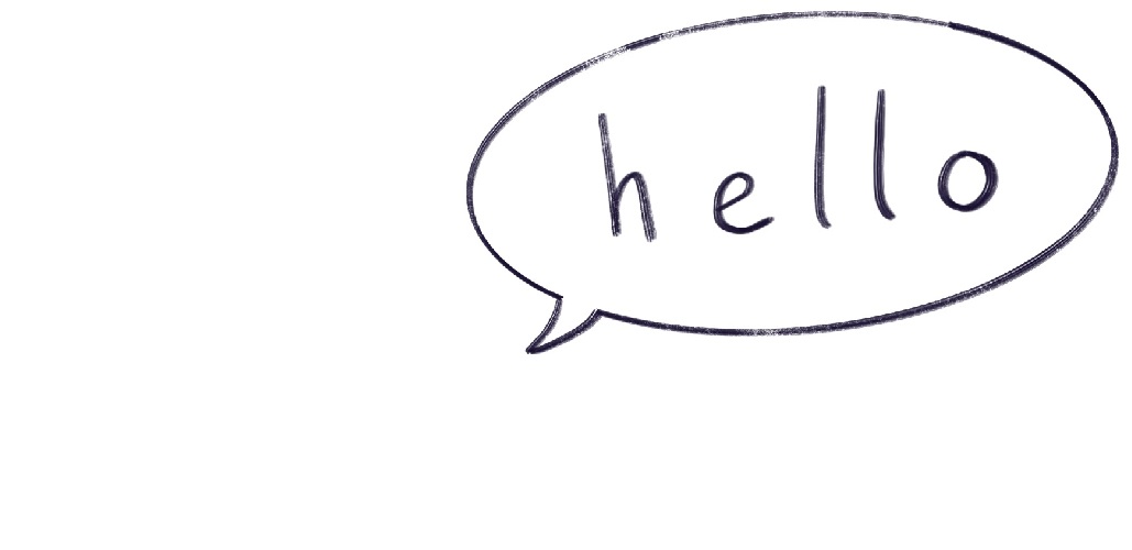 a cartoon speech bubble with the word 'hello' in it